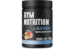 ‎GYM NUTRITION 500g Ultrareines L-Glutamin Pulver extra hochdosiert - Glutamin Pulver - Laborgeprüft und vegan – Made in Germany - Mango Maracuja Geschmack