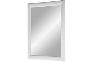Duisburger-Rahmen24 Flex 35 - Specchio da Parete 40x60 cm con Cornice (Bianco Pino), Specchio su Misura con Striscia di Legno MDF da 35 mm di Larghezza e Parete Posteriore Robusta con Ganci