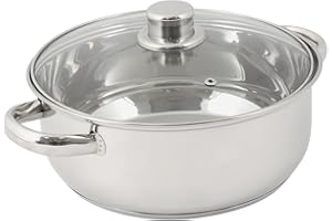 Crealys Cacerola, Acero Inoxidable, 24 cm,4 l