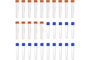 HAXIHA 30 Pezzi 10ml Provetta,con Tappi a Vite,Tubo da Plastica Centrifuga,Provette Graduate,Laboratorio Provette in Plastica per Campioni da campioni,plastica autoportante Laboratorio (Blu&Arancione)