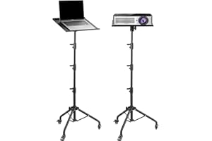 ETHU Mobile Projector Tripod Stand, Laptop Stand Multifunctional Stand，Height Adjustable (66-125cm), With Laptop Shelf, Radiator, Black