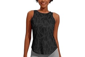 Weardear Damen Yoga Tanktops Ärmelloses Sportshirt Kleidung Fitness Running Workout Lauftop Geo-Druck Oberteile S-XXL