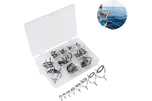 Esenlong 75pcs Fishing Rod Guide Tip Repair Kit, Stainless Steel Ceramic Double Feet Eye Rings Fishing Rod Guide Replacement Parts with Box for Spinning Rods Sea Fishing