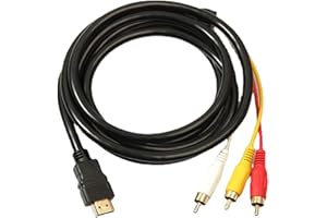 VOTVLOG Câble HDMI vers AV, câble HDMI vers RCA 1,5 m, adaptateur audio vidéo HDMI RCA, adaptateur HDMI mâle vers RCA AV pour vidéo et audio, convertisseur HDMI vers RCA, compatible avec TV, HDTV, DVD