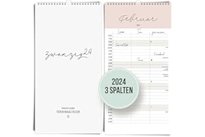 ‎HEAVEN+PAPER heaven+paper Kalender 2024 Wandkalender COZY mit 3 Spalten – Familienkalender im pastell Minimalismus -Design – Familienplaner für zwei mit 13 Monaten zum aufhängen – Made in Germany