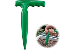 BRILEZE Bulb Planter Tool Plastic Garden Dibber Hand Tools with 1-10cm Measurement Scale Traditional Seed Planter with Handle for Planting Seeding (Dark Green)