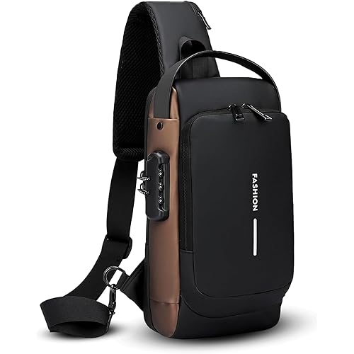 FLYNGO Sling Bag for Men Stylish Crossbody Backpack for Men & Women, Anti-Theft Chest Bag with USB Charging Port, Messenger Bags, Casual Shoulder Bag