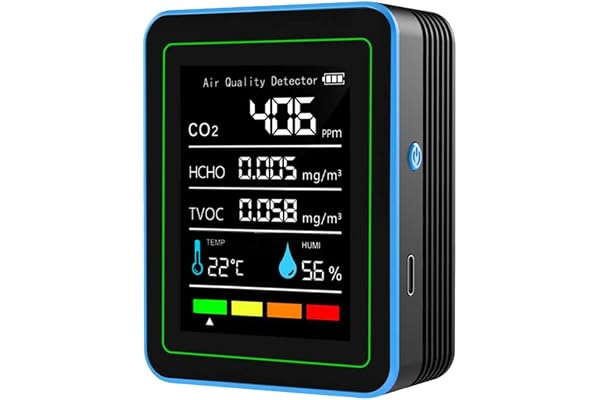 SNAPPSY Air Quality Meter Temperature and Humidity Tester for Yard Warehouse Kitchen Black