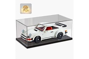 ELEpure Scatola espositiva in acrilico trasparente per collezione di minifigure Lego, scatola espositiva antipolvere con base per giocattoli minifigure (Nero,40x20x20cm)