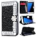Produktbild SMART LEGEND Lederhülle für Samsung Galaxy S7 Edge Ledertasche Glitzer Hülle Schwarz Bling Diamant Schutzhülle mit Kartenfach Handyhülle Premium PU Leder Flip Wallet Case Protective Cover Innere Weiche Silikon Bookcase Handy Tasche Schale mit Kartenfächer Magnetverschluß Standfunktion Etui