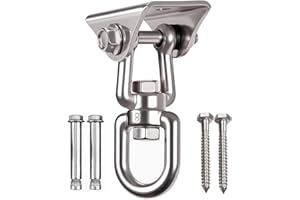 WAREMAID 360° Girevole Ganci Soffitto in Acciaio Inox, Ganci Altalena con Viti per Dondoli per Portico Area Giochi Gym Sacco da Boxe Fune Amache Sedie Sospese Yoga, 450kg capacità