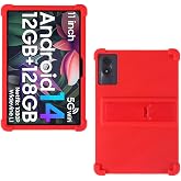 11 Inch Silicone Case for Doogee U11/Doogee U11 Pro/Blackview Tab90 WiFi/Blackview Tab9 WiFi/Blackview Tab 90 Tablet with Integrated Stand Soft Protective Cover Case Red
