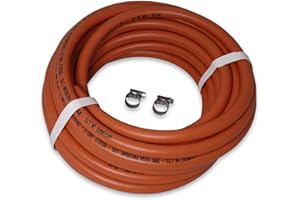 INTERGAS LPG Gas Hose Kit 8mm – Flexible High Pressure Rubber Pipe with 2 Jubilee Clips – Safe Leak-Free Hose for Propane & Butane Appliances – Ideal for BBQs, Heaters, Stoves & Outdoor Cooking (5M)
