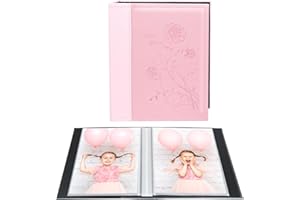 Miaikoe Mini Album Photo 10x15 Pack de 2, Chacun Contenant 50 Photos Verticales, Coulissant top Loading Albums de mariage de Famille 10x15cm (Rose)
