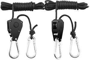 BOSYTRO 1 Coppie (2 Pezzi) 1/8 di pollice Rope Ratchet Ganci di Corda Nylon 1/8" Cricchetto a corda con gancio a cricchetto Ingranaggi Interni in Metallo Rinforzato,capacità di carico 68 kg/paio