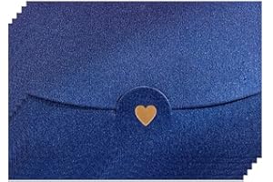 LA LLARETA Mini Enveloppes, 50 Pièces Mignon Enveloppes, Enveloppes Bleu, avec Boucle En Forme De Cœur, pour Les Invitations, Les Mariages, Les Cartes-Cadeaux Diy, Noël Et La Saint-Valentin (Bleu)