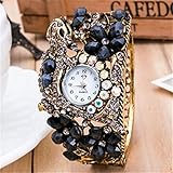 Watch Frauenarmbanduhr Analog-Simulation Bunte Armband-Damen,Black