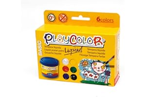 Playcolor Lot de 6 Pots de Peinture Gouache Liquide Basic - 40 ML. Couleurs Assorties 19931