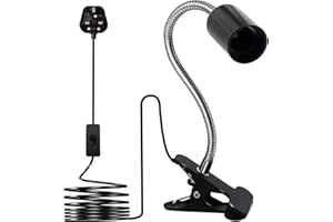Wrpacttg Clip on Light,Clip Desk Lamp,Clip on Bulb Holder with 220CM Cable,9MM&350MM Thickened Lengthened Gooseneck Clamp Lamp,360 Degree Clip Flexible Light for Bedside Offices