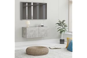 puraday Mobile TV Grigio Cemento in Truciolato Attrezzata Tv Pensile Sospeso Mobile Sospeso Mobile Tv A Parete Mobile Tv Soggiorno Mobile Tv Sospeso Mobiletto Tv Parete 80x30x30 cm