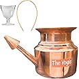 The Yogis Copper Jal Neti Pot For Sinus, Nose Irrigation and Cleaning With 1 Rubber Neti,1 Eye Wash Cup Size - 450ml