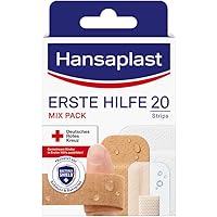 Hansaplast Erste Hilfe Pflaster Mix (20 Strips), Pflaster Set in verschiedenen Größen ideal für unterwegs, Wundpflaster…