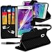 Produktbild i-Tronixs (Black Carbon Fiber Wallet) <b> Samsung Galaxy Note 5 hülle Schutzhülle Fall  hülle Schutzhülle Premium Quality Carbon Fiber Book PU-Leder-Mappen-Schlag mit Kredit- / Bankkarte Slot-Kasten-Haut-Abdeckung mit Aluminium Earbud Kopfhörer, Poliertuch und Mini Retractable Stylus Pen
