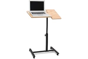 ‎RELAXDAYS Relaxdays Laptoptisch höhenverstellbar, Laptopständer Holz, mit Rollen, drehbar, HxBxT: 95 x 60 x 40,5 cm, hellbraun, Gelb