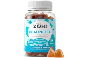 Complément Alimentaire - Gummies favorisant une peau plus nette - 60 gommes de fruits goût Pêche Abricot - Sans Sucres - Vegan - -ZOHI - Fabriqué en France