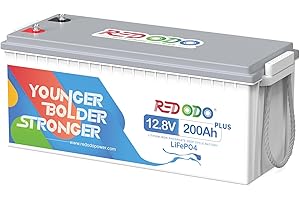 ‎REDODO Redodo LiFePO4 Batterie 12V 200Ah Plus mit 200A BMS, über 4000-15000+ Zyklen, 2 fache Lebensdauer Eingebautes, Perfekter Ersatz für Blei-Säure, AGM, FLA, Gel Akku