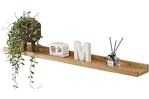 Gieanoo Floating Shelf,60cm Solid Oak Wood Rustic Shelves Wall mounted Picture Ledge Shelf with lip radiator shelf Display Rack For Living Room,Kitchen,Bedroom,Bathroom