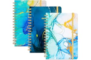 FANMURAN Quaderno a Spirale Fogli a A5 Quaderno Appunti Taccuino a Righe 160 Pagine 100gsm 3pz (Oceano)