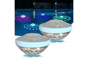 SGZIOO 2 Stück Schwimmende Poolbeleuchtung, Pool Lichter Schwimmend, 8 Modi Farbwechse Poollicht, Poolbeleuchtung Schwimmend IP68 Wasserdichtes, Pool Leuchten für Pool Außen Teich (transparent B)