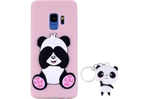 HopMore Panda Funda para Samsung Galaxy S9 Plus / S9 + Silicona con Diseño 3D Divertidas Carcasa TPU Ultrafina Case Antigolpes Caso Protección Cover Dibujos Animados Gracioso con Llavero - Rosado