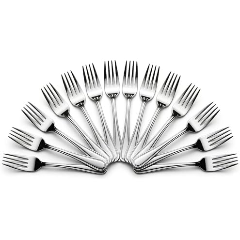 Mumma's LIFE Stainless Steel Dinner Forks Set for Home & Kitchen | 12 cm Fruit Forks with Mirror Finish | Rust Resistant, Silver Cutlery for Fruits, Desserts, Snacks & Dining Table | Set of 6 Piece