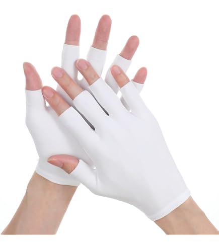 Produktbild von UV-Schutzhandschuhe UPF50+ – Fingerlos, Für Nagellampen, Maniküre, Schützt Vor UV-Strahlung, Dehnbarer Nylon-Spandex-Stoff, Inkl. Rutschfester Silikonhandfläche, 1 Paar