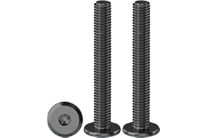 Drenky Viti di Connessione per Mobili, M6 X 50 mm 20 Pezzi Testa Piatta Acciaio Inox A2 V2A, Semicircolare con Esagono Incassato, Nere