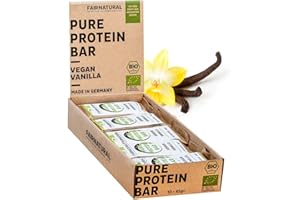 FAIRNATURAL Barre protéinée au Vanille vegan/végétale BIO [d'Allemagne] sans soja, sucre ajouté ou lactosérum avec graines germées - barres protéinées végétales de qualité supérieure (10 x 45g)