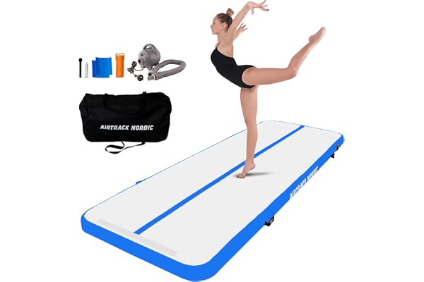 AirTrack Nordic Standard Air Track 3m/4m/5m/6m/7m/8m avec pompe à air électrique - Tapis de gym gonflable – Durable et facile à transporter Tapis de gymnastique, Piste gonflable, Tapis tumbling