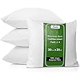 EGYPTO Pack of 4 Cushion Inserts 30cm x 30cm – Soft & Plump 12 x 12 Cushion Insert – Hypoallergenic Cushion Inner – Bounce Back Cushion Pads for Sofa & Couches (Pack of 4-12" x 12")