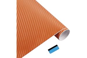 NewL 3D Carbon Fiber Vinyl Wrap Roll with Air Release Bubble Free Adhesive Film Contain Installation Tools (Orange, 30cm x 150cm)