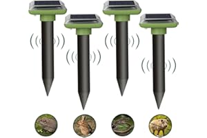 YC360 Control de plagas para jardín - ahuyentador Solar para Topos sin Moles-Sonic-gerät 4 Unidades de protección Solar,Ahuyentador de Moles ultrasónicos,ahuyentador Solar para Topos sin Moles