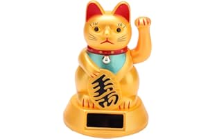 ‎TOSUNY Tosuny Solarbetriebene zuwinkende glückliche Katze, winkende einladende Glückskatze, Reichtum Fortune cat, Schreibtisch Spielzeug Auto-Dekor Restaurant-Dekor gold