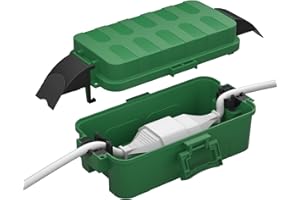 RESTMO IP55 wasserdichte Kabelbox mit abnehmbaren Schildabdeckungen, Wetterfeste Elektrobox für Verlängerungskabel, Gartensteckdosen, Zeitschaltuhr außenbereich (15cm×8,1cm×4,5cm) - Grün