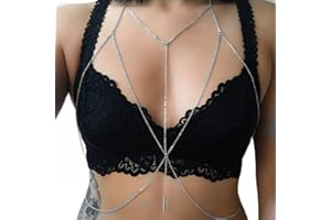 Prosy Party Bar BH Bikinikette Brustkette Harness Körperkette Sommer Strand Nachtclub Schmuck verstellbar für Frauen und Mädchen (Silber)