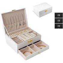 Dajasan Portagioie Grande Con Specchio E Cassetti - Organizer Per Gioielli In Legno Verde Avocado, Scatola Regalo Per Compleanno E Feste - 4