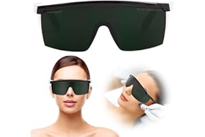 FREEMASCOT New Red Light Therapy Safety Glasses, 190-2000nm IPL Laser Safety Glasses for Laser Cosmetology & Hair Removal, Tanning (Dark Lens)