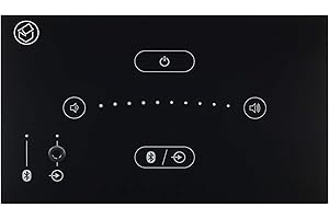 Systemline E50 Wall Mounted Bluetooth Amplifier Touch Screen Panel with Gesture Control, Stereo Wireless Audio System Kit, TV & Aux Inputs, Easy Installation, Gloss Black Finish