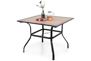 ‎PHIVILLA PHIVILLA Gartentisch Esstisch Terrassentisch 94x94 cm Balkontisch, Outdoor Schirmtisch mit 4 cm Regenschirmloch, Stahlrahmen, Premium Holzähnlicher Metall Tischplatte für Terrasse, Rasen, Garten