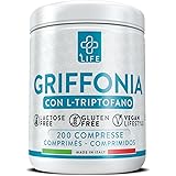 GRIFFONIA Triptofano Alto Dosaggio Piulife® 200 Compresse Da 400mg, 80mg L-triptofano Precursore della Serotonina, Sonnifero 